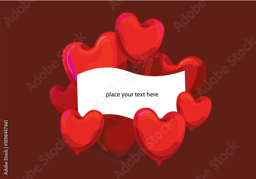 Romantic banner with place for text, romantic letter on balloons, St. Valentine greeting
