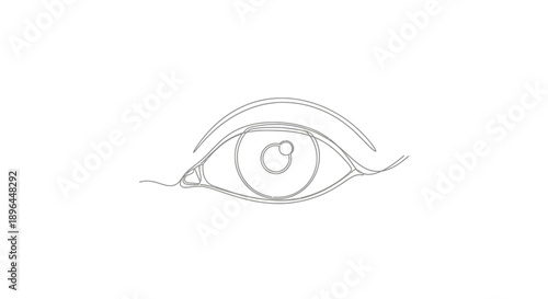 A Minimalist Line Drawing of a Human Eye, Featuring a Clean and Simple Artistic Representation of Ocular Anatomy with a Focus on Outline and Detail