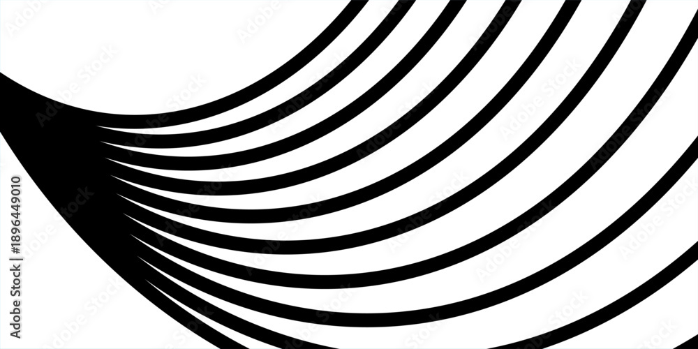 Naklejka premium Abstract Curved Perspective Black White Stripes Lines