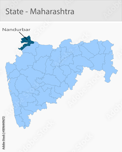 Nandurbar-Maharashtra_Map detailed map illustration graphic for educational reference, geographic visualization, design layouts, presentations, digita