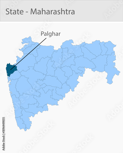 Palghar-Maharashtra_Map detailed map illustration graphic for educational reference, geographic visualization, design layouts, presentations, digital
