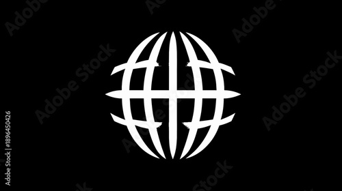 A striking graphic features a white, cage-like structure against a solid black backdrop, with wing-like extensions