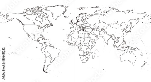 Wallpaper Mural Outline political world map illustration Torontodigital.ca