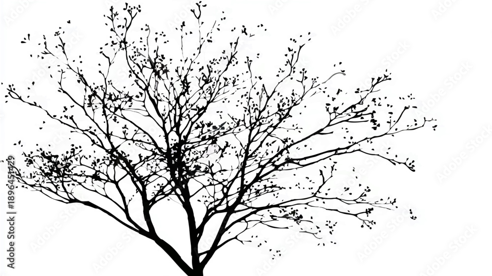 Fototapeta premium Bare Tree Silhouette Against White Background