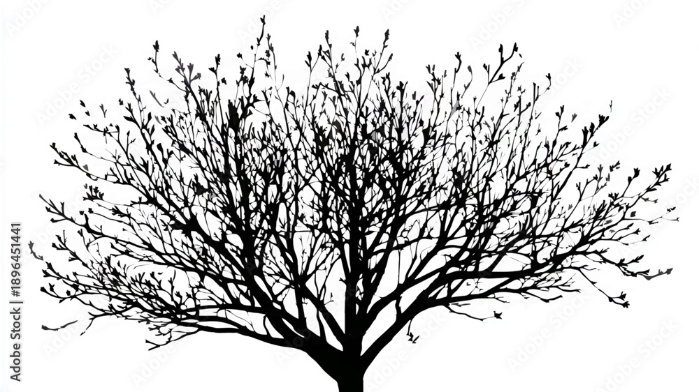 Obraz premium Bare Tree Silhouette Against White Background