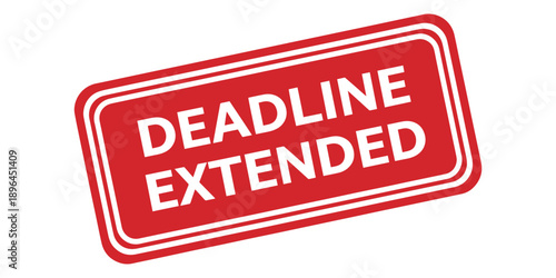 Red deadline extended rubber stamp isolated on white background