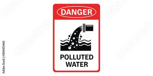 Warning sign for polluted water isolated on white background