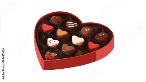 Heart Shaped Box with Chocolates and Pink Ribbon

