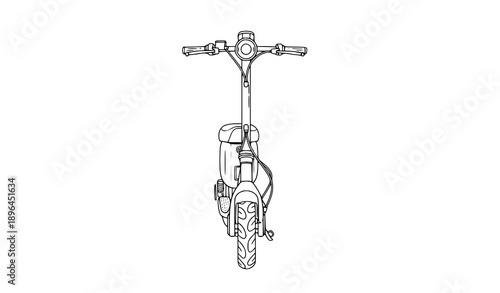 Modern electric scooter vector illustration in black outline sketch style for urban mobility