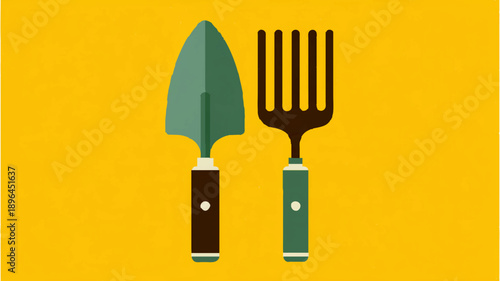 Gardening Trowel and Fork Isolated on White Background

