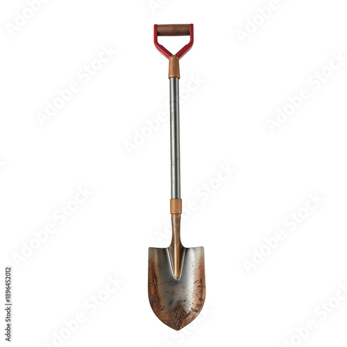 Shovel Resting on Dirt With a Wooden Handle in a Garden Setting During Daylight
