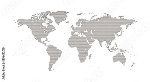 Wallpaper Mural World map stylized with horizontal lines pattern Torontodigital.ca