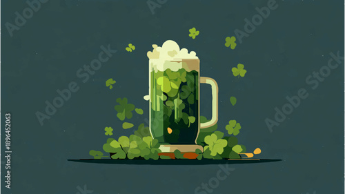 Green Beer in Mug for St Patrick's Day Celebration

