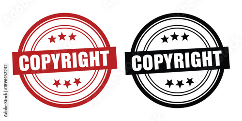 Two copyright stamps in red and black on white background