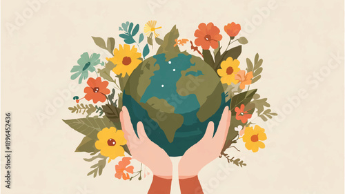 Hands holding Earth, environmental protection, global care, sustainability

