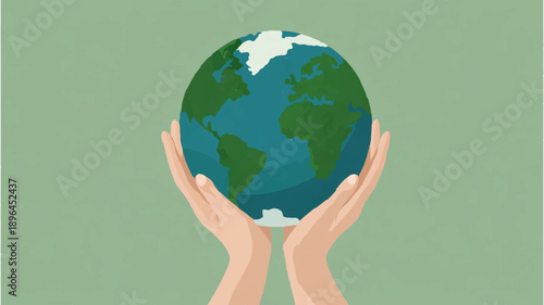 Hands holding Earth, environmental protection, global care, sustainability


