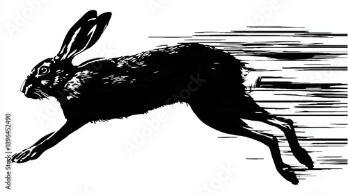 Rabbit Runs Through Meadow: Wildlife Silhouette Art

