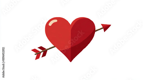 Red Heart Pierced by Arrow: Love Symbol Illustration

