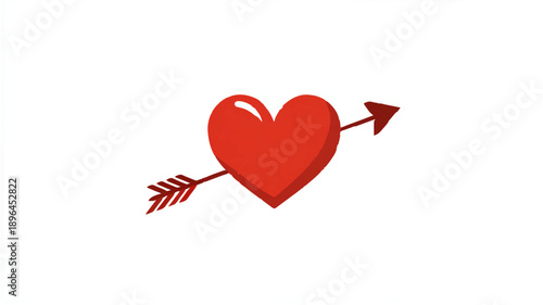 Red Heart Pierced by Arrow: Love Symbol Illustration

