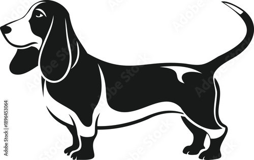 Basset hound silhouette, Basset hound outline, Basset hound shape, Basset hound icon, Hound silhouette, Hound outline, Hound shape,  Pet silhouette, Pet icon,  Puppy silhouette, Animal silhouette