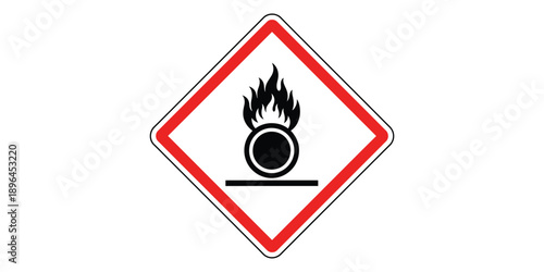 Flammable gas warning sign with red border and black symbol