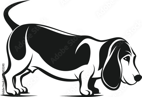 Basset hound silhouette, Basset hound outline, Basset hound shape, Basset hound icon, Hound silhouette, Hound outline, Hound shape,  Pet silhouette, Pet icon,  Puppy silhouette, Animal silhouette