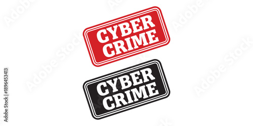 Cyber crime warning signs in red and black isolated on white background