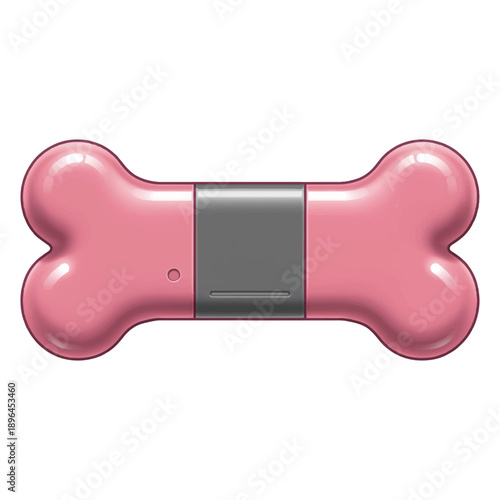 Pink dog bone shaped tracker device with gray panel  pet technology accessory