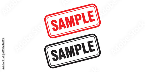 Two sample stamps with red and black text on white background