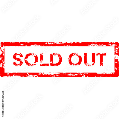 Sold Out Red Grunge Stamp, Out of Stock Rubber Seal, Unavailable Product Badge