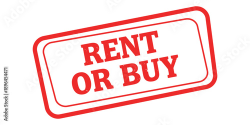 Red rent or buy stamp isolated on white background