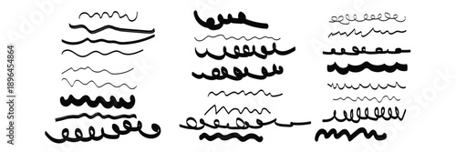 underlines, highlighter marker strokes, wave brush marks.