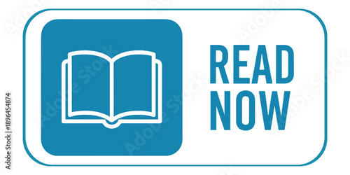 A blue and white read now button with an open book icon