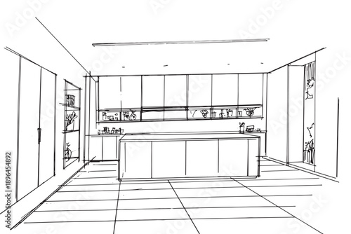 Drawing exterior and interior architectural lines. , Graphic assembly in architecture and interior design work. ,Sketch ideas for interior or exterior designs.