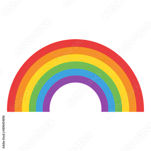 Colorful Rainbow Arch With Bright Bands in a Simple Design Set Against a Blan...