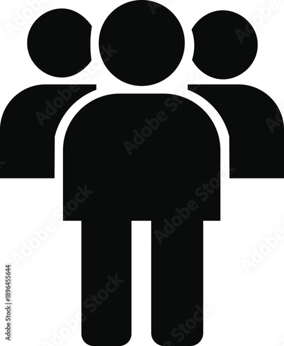 three people group silhouette icon team community leadership business symbol isolated background.