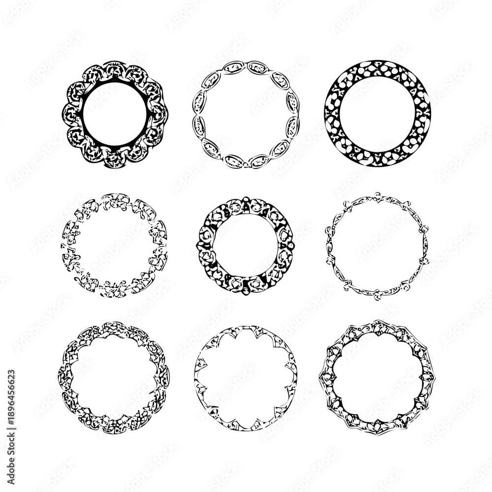 Obraz premium Hand Drawn Celtic Circle Frames - Vintage Round Ornaments for Design