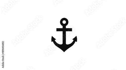 A simple, symmetrical black anchor icon centered on a plain white background