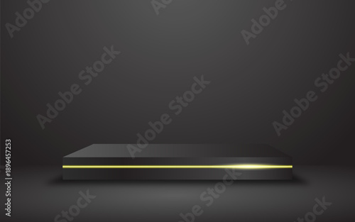 3D round podium backdrop. Abstract geometric composition in a minimalist design. Studio showroom product base, fashion stage for display.