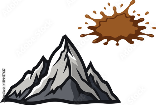 Mountain landscape with sun or sunspot illustration