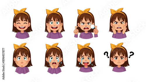 Animated Girl Expressing Various Emotions