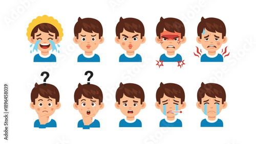 Confused Businessman Emoji Faces - Various Expressions