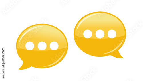 Glossy Yellow Speech Bubble Vector Icons, speech bubble, chat icon, messaging, communication, dialogue, conversation, glossy icon, yellow bubble, vector icon, scalable, SVG, minimal design, 