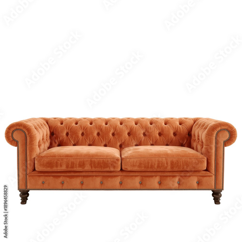 Modern Pink Sofa With Tufted Design and Wooden Legs in a Simple Indoor Setting