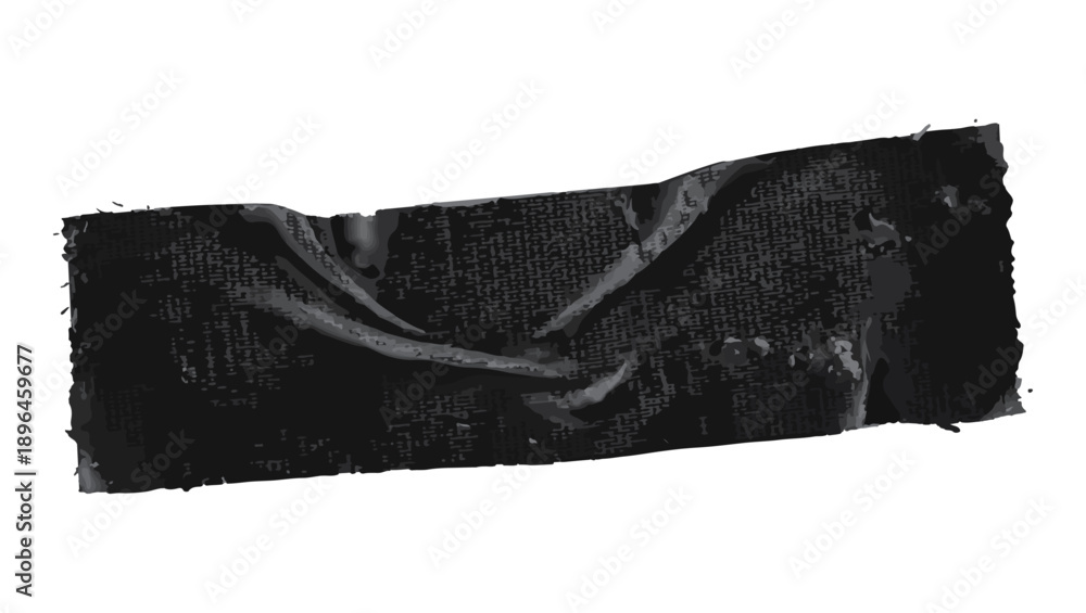 Εκτύπωση καμβά Black Duct Tape Strip Vector Illustration on White Background, duct tape, black