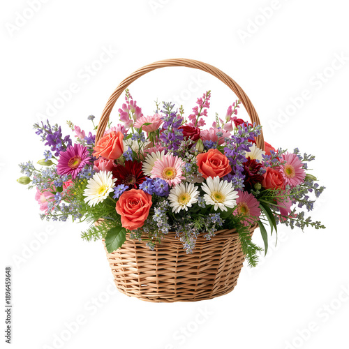 Bright Flower Basket With Pink and White Flowers for a Cheerful Occasion in S...