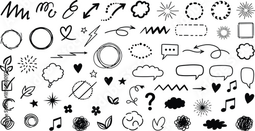 Collection of hand drawn doodle icons and symbols