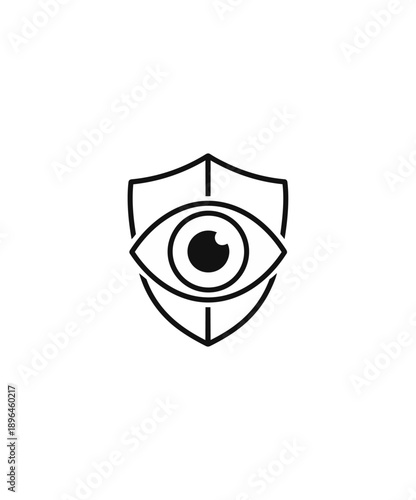 Eye within a shield graphic symbol of protection and security