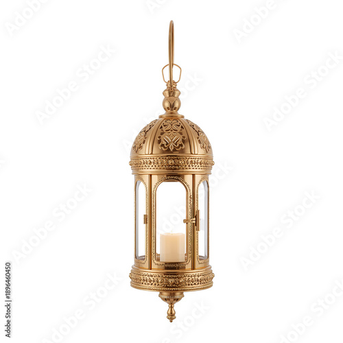 Hanging Lantern With Intricate Design and Warm Light in a Cozy Room Setting