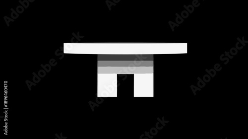 Simplified, pixelated image depicting a table with graduated shades connecting to two white legs
